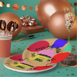 Over the Hill Pink Cupcake Balloons Plates