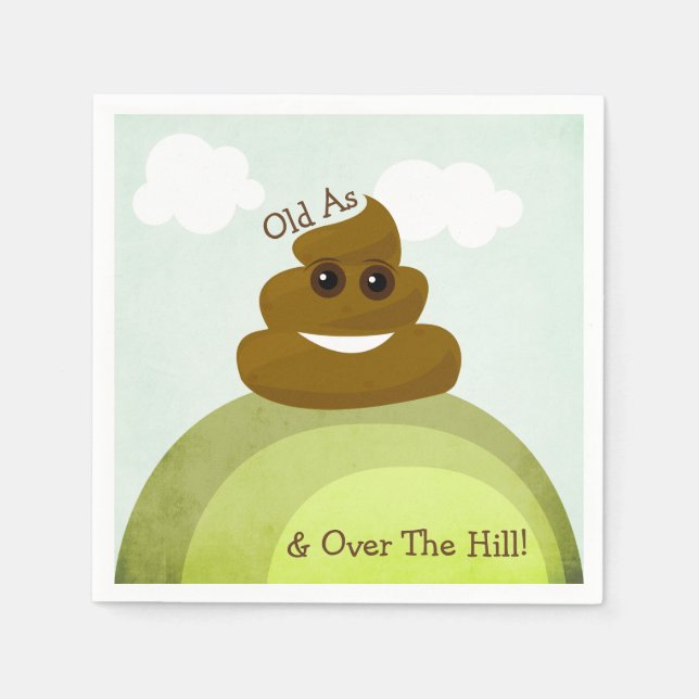 Over The Hill  Poop Emoji Birthday Party Napkins (Front)