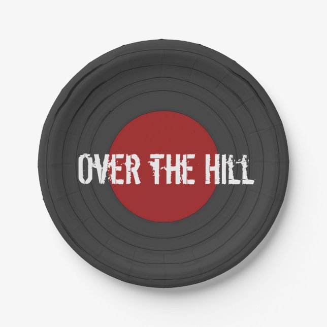Over the Hill Rock N Roll Record   Classic Round  Paper Plates (Front)