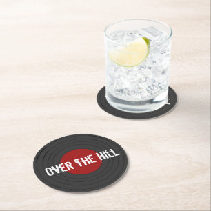 Over the Hill Rock N Roll Record Round Round Paper Coaster