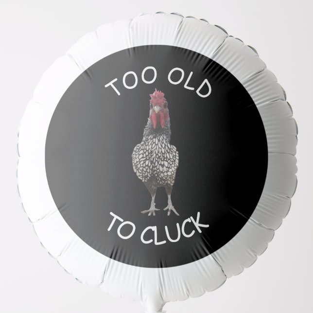 Over The Hill Rooster Birthday Party Black Large Balloon (Front)