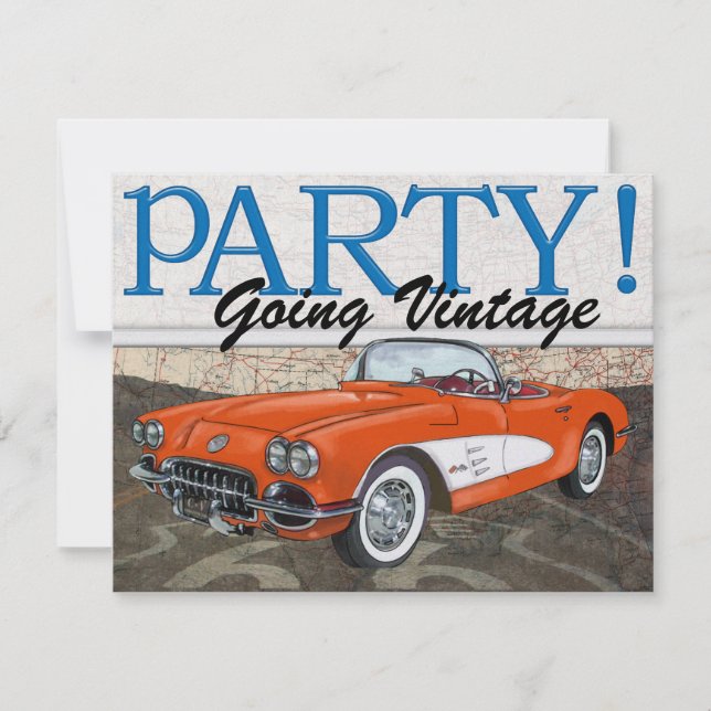 Over the Hill - Route 66 - Vintage Cars- SRF Invitation (Front)