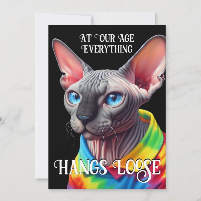 Over the Hill Sphynx Cat  Hang Loose Birthday (Front)