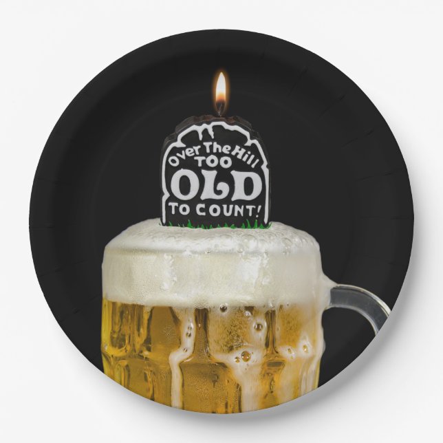 Over the Hill Tombstone Birthday Paper Plates (Front)