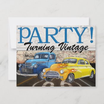 Over The Hill - Vintage Cars- Srf Invitation by sharonrhea at Zazzle