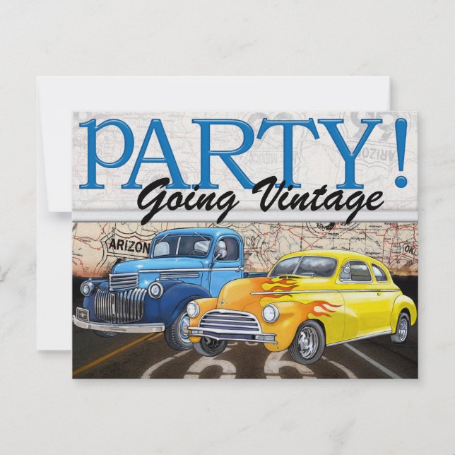 Over the Hill - Vintage Cars- SRF Invitation (Front)