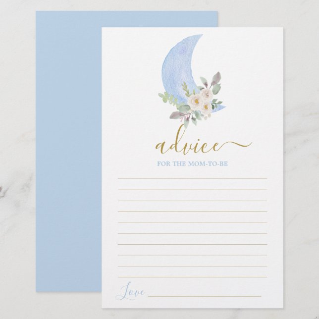 Over the moon Advice for Mom To Be card (Front/Back)