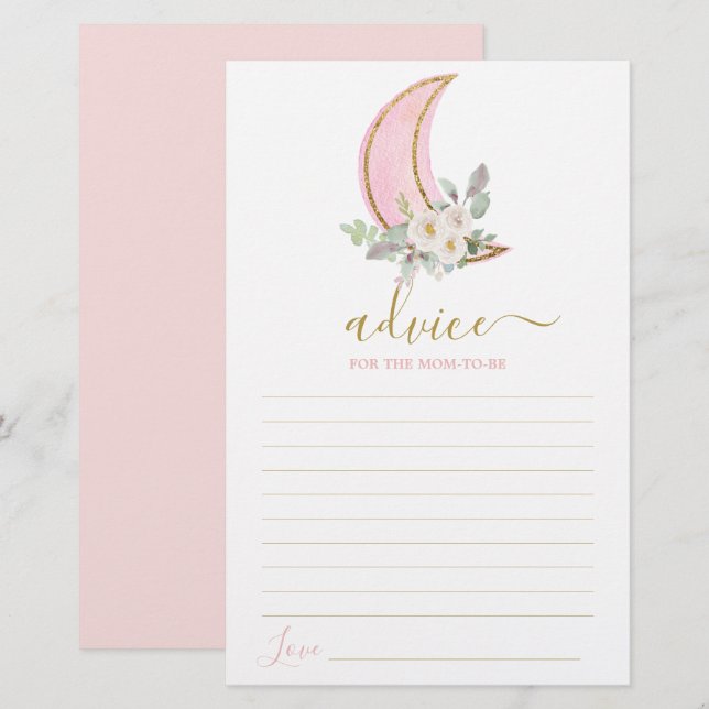 Over the moon Advice for Mom To Be card (Front/Back)