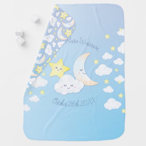 Over the Moon and Stars Baby Blanket