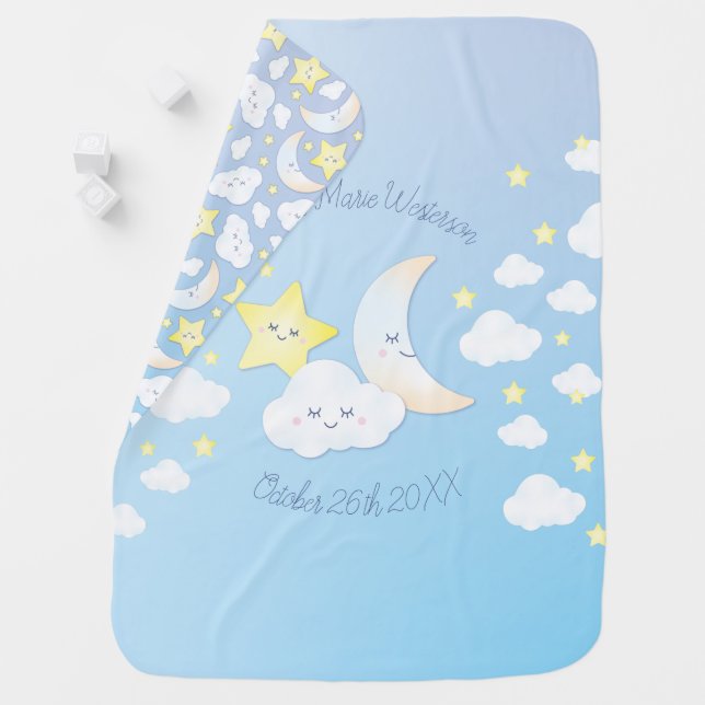 Over the Moon and Stars Baby Blanket (In Situ)