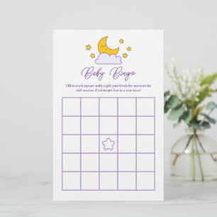 Over The Moon and Stars Baby Shower Bingo Game