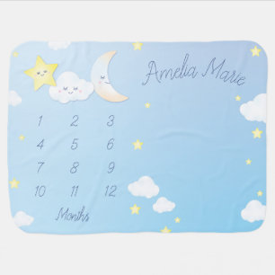 Over the Moon and Stars Baby Shower Blanket