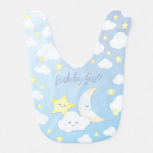 Over the Moon and Stars Birthday Party Baby Bib