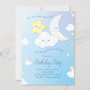 Over the Moon and Stars Birthday Party Invitation