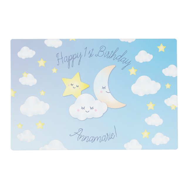 Over the Moon and Stars Birthday Party Placemat (Front)