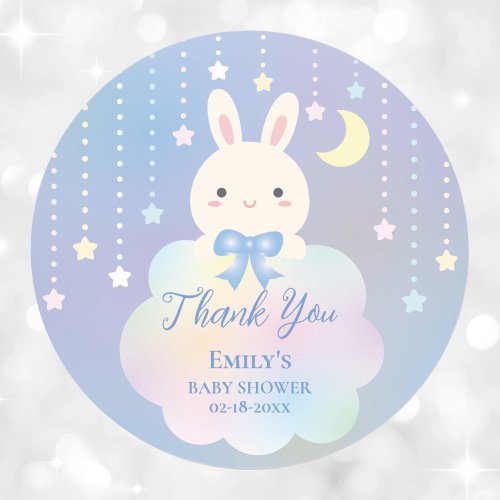 Over the Moon and Stars Boy Baby Shower Thank You Classic Round Sticker
