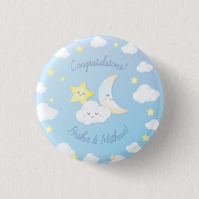 Over the Moon and Stars Button (Front)