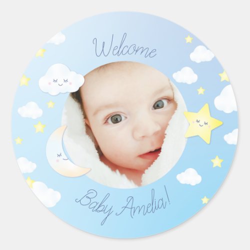Over the Moon and Stars Classic Round Sticker