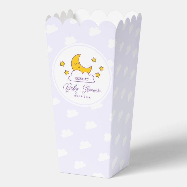 Over The Moon and Stars Gender Neutral Baby Shower Favor Boxes (Front)