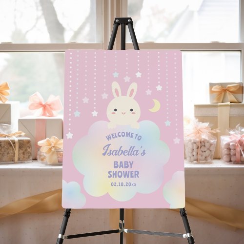 Over The Moon and Stars Girl Baby Shower Welcome Foam Board