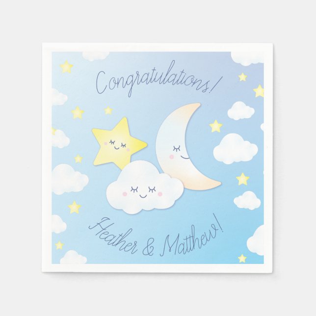 Over the Moon and Stars Napkins (Front)