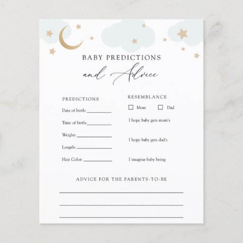 Over the Moon Baby Advice and Predictions Card