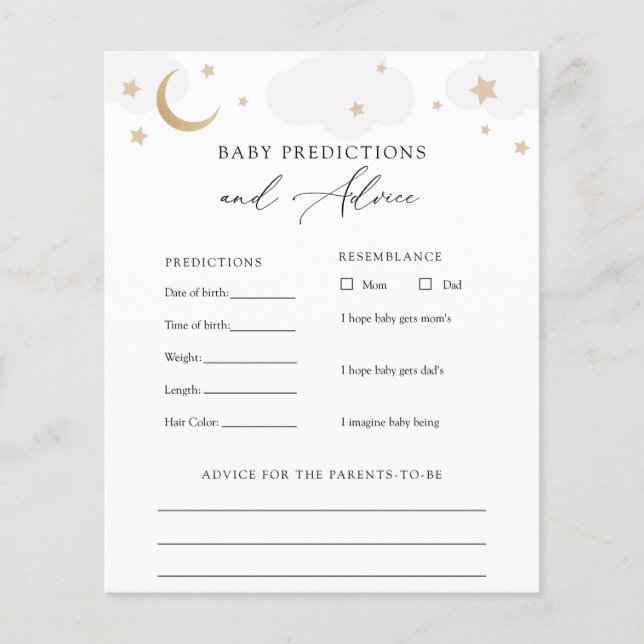 Over the Moon Baby Advice and Predictions Card (Front)