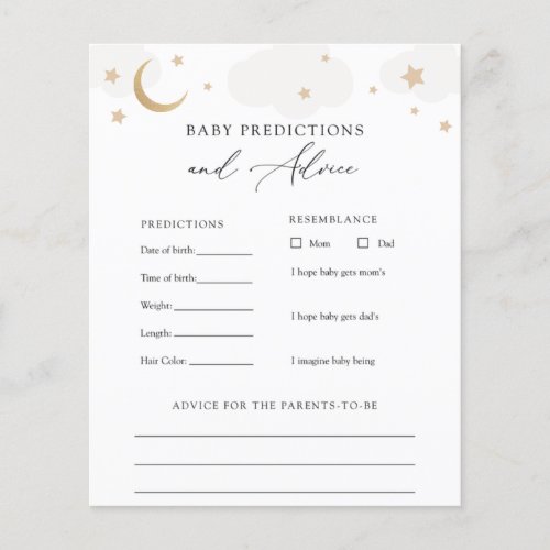 Over the Moon Baby Advice and Predictions Card