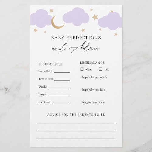 Over the Moon Baby Advice and Predictions Card