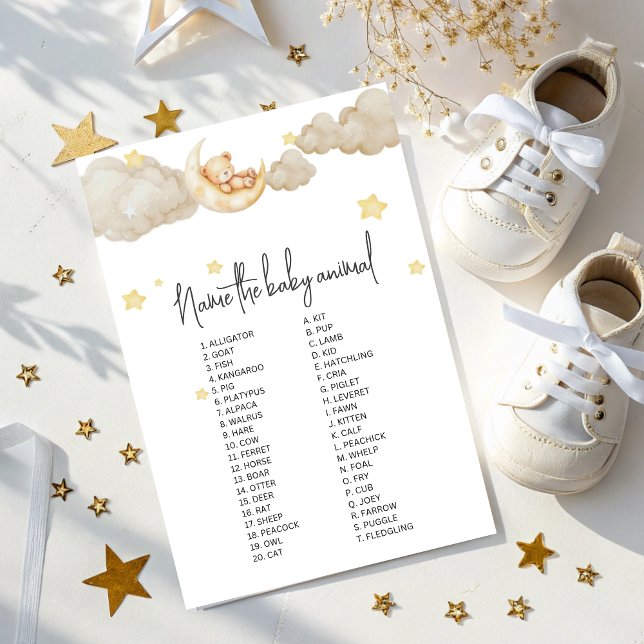 Over The Moon Baby Animal Name Game for Baby Showe (Creator Uploaded)