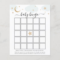 Over the Moon Baby Bingo Game Card