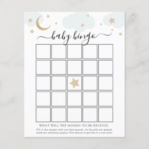 Over the Moon Baby Bingo Game Card