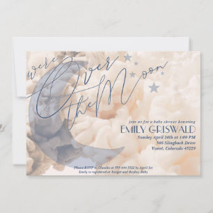 Over the Moon Baby Boy Shower Invitation