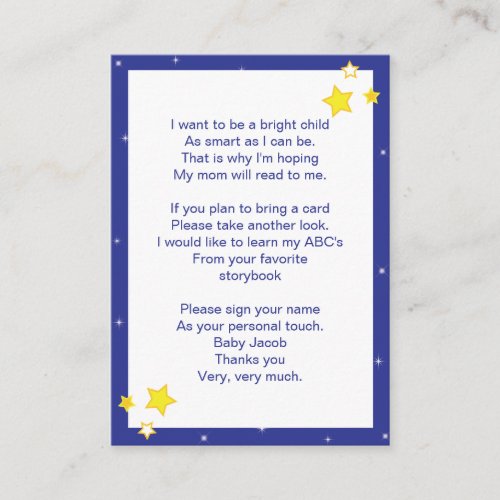 Over the Moon  |  Baby Bring a Book Card Business Card