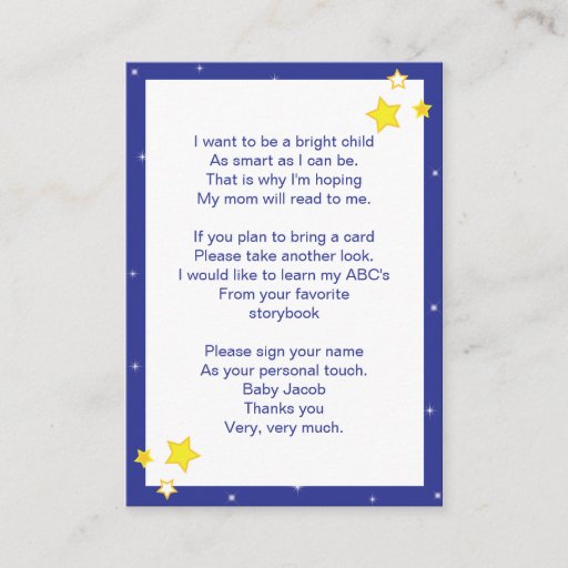 Customizable Over the Moon  |  Baby Bring a Book Card Business Card