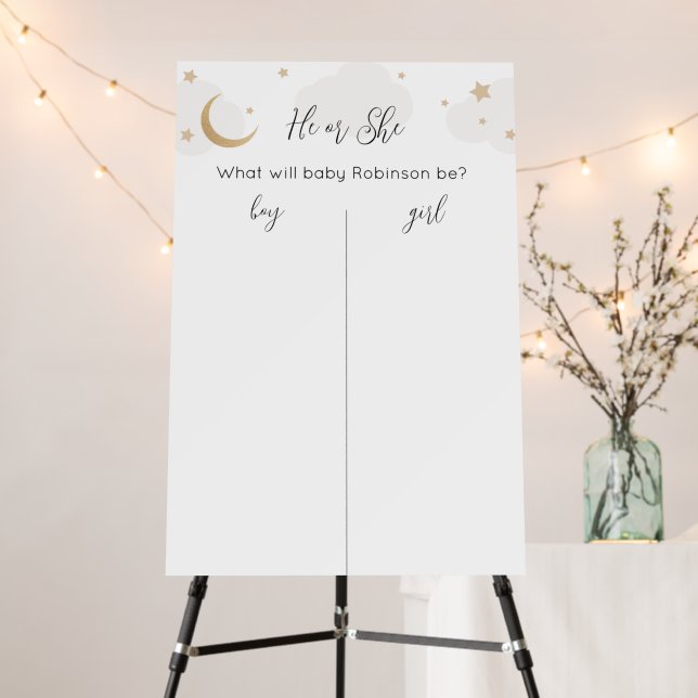 Over the Moon Baby Gender Prediction Chart  Foam Board (In Situ (Stand))