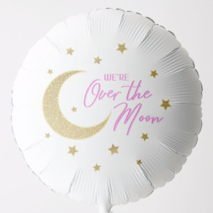 Over the Moon Baby Girl Shower Invitation Balloon
