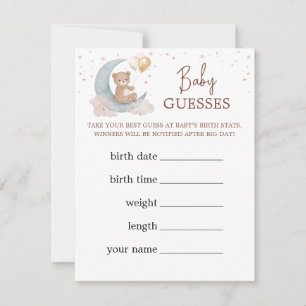 Over the Moon Baby Guesses Predictions Card