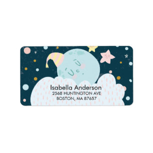 Over the Moon Baby Shower Address Label