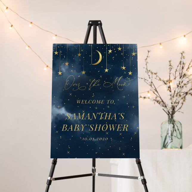 Over the Moon Baby Shower, Baby Shower Welcome Foam Board (In Situ (Stand))
