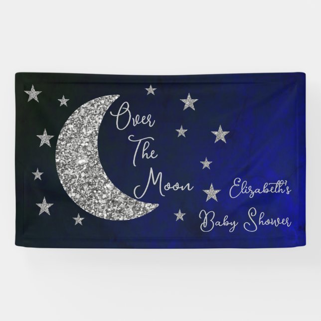 Over The Moon Baby Shower Banner (Horizontal)
