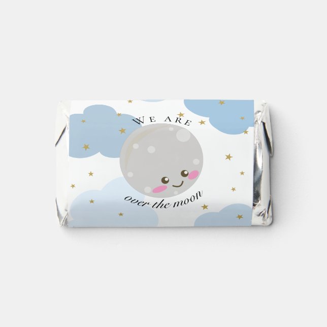 Over the Moon Baby Shower Blue Cute Gold Kawaii Hershey's Miniatures (Front)