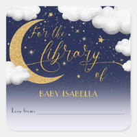 Over the Moon Baby Shower Book Bookplate