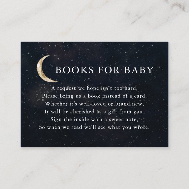 Over The Moon Baby Shower Books For Baby Enclosure Card (Front)