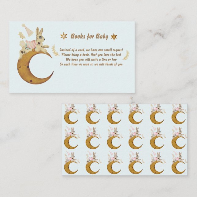 Over the Moon Baby Shower Books for Baby Enclosure Card (Front/Back)