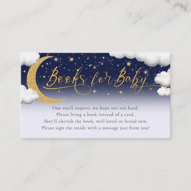 Over the Moon Baby Shower Books Gift Registry Enclosure Card (Front)