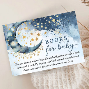 Over The Moon Baby Shower Boy Blue Books For Baby Enclosure Card