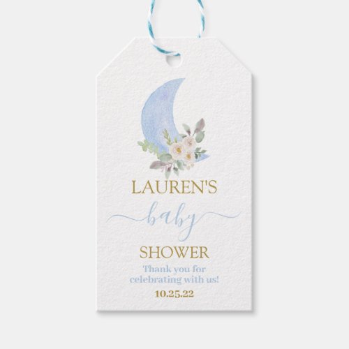 Over the Moon Baby Shower Boy Gift Tag