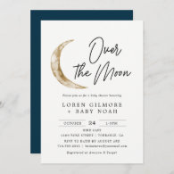 Over The Moon Baby Shower Boy Invitation