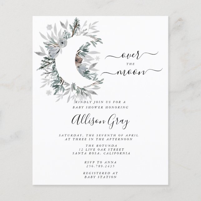 Over the Moon Baby Shower | Budget Flyer (Front)